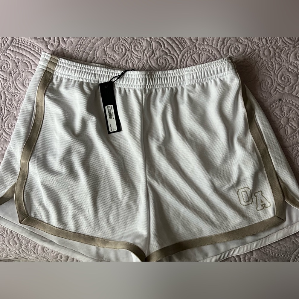 NWT white Oner Active varsity shorts size medium